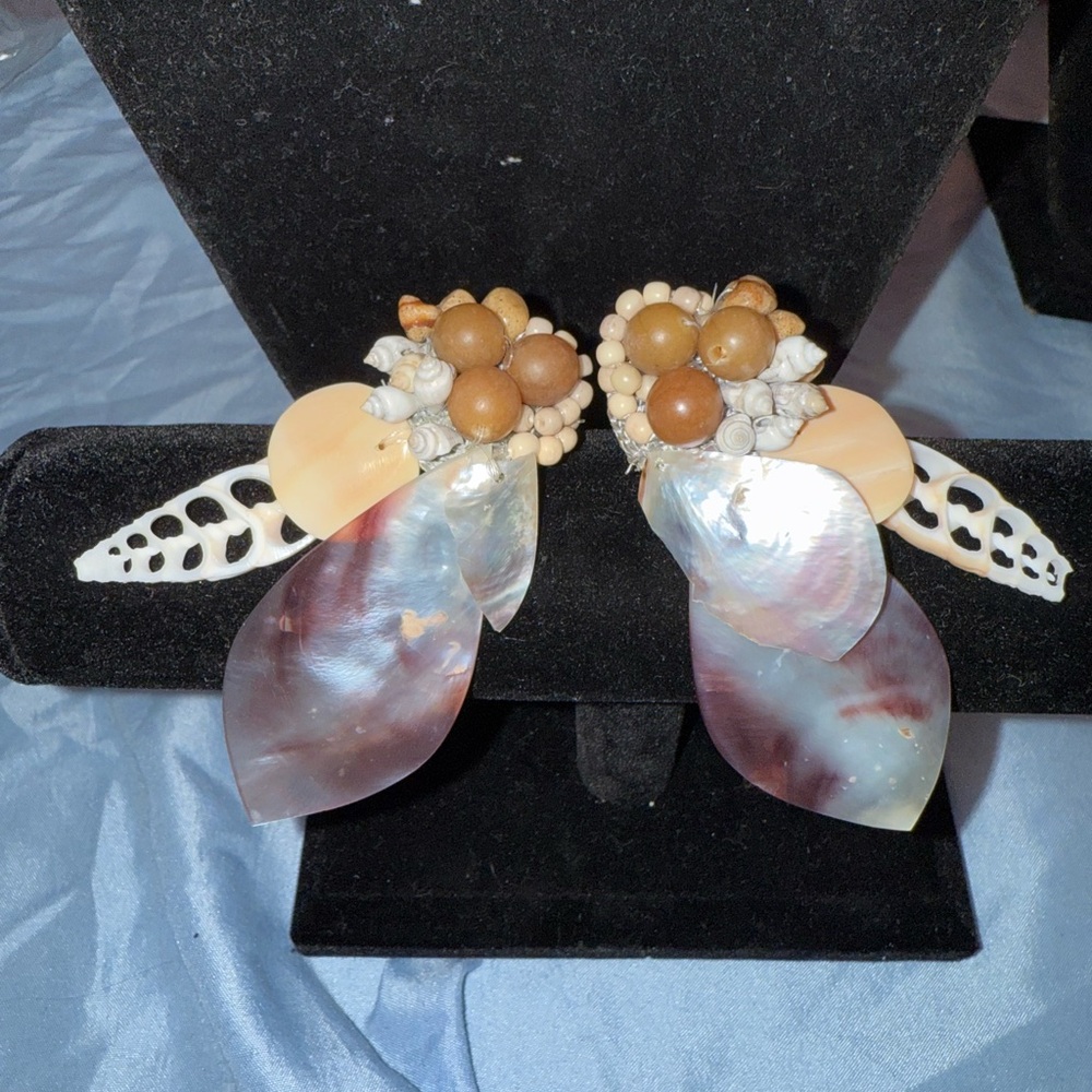 Unique shell earrings clip on